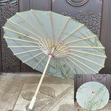 Maxbell Chinese Oiled Paper Umbrella Oriental Oil Paper Parasol for Costumes Wedding Green