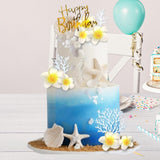 Maxbell 21Pcs Flower Cake Toppers Hawaiian Beach Cake Decorations for Hawaii Wedding