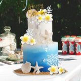 Maxbell 21Pcs Flower Cake Toppers Hawaiian Beach Cake Decorations for Hawaii Wedding