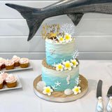 Maxbell 21Pcs Flower Cake Toppers Hawaiian Beach Cake Decorations for Hawaii Wedding