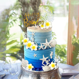Maxbell 21Pcs Flower Cake Toppers Hawaiian Beach Cake Decorations for Hawaii Wedding