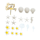 Maxbell 21Pcs Flower Cake Toppers Hawaiian Beach Cake Decorations for Hawaii Wedding