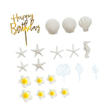 Maxbell 21Pcs Flower Cake Toppers Hawaiian Beach Cake Decorations for Hawaii Wedding