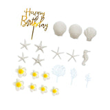 Maxbell 21Pcs Flower Cake Toppers Hawaiian Beach Cake Decorations for Hawaii Wedding