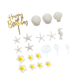 Maxbell 21Pcs Flower Cake Toppers Hawaiian Beach Cake Decorations for Hawaii Wedding