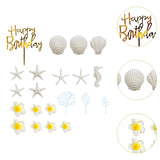 Maxbell 21Pcs Flower Cake Toppers Hawaiian Beach Cake Decorations for Hawaii Wedding