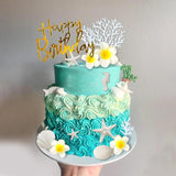 Maxbell 21Pcs Flower Cake Toppers Hawaiian Beach Cake Decorations for Hawaii Wedding