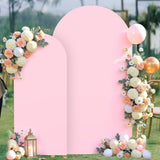 Maxbell 2 Pieces Arch Backdrop Covers Practical Fashion Round Top for Ceremony Decor Pink