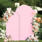 Maxbell 2 Pieces Arch Backdrop Covers Practical Fashion Round Top for Ceremony Decor Pink