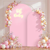 Maxbell 2 Pieces Arch Backdrop Covers Practical Fashion Round Top for Ceremony Decor Pink