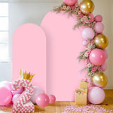 Maxbell 2 Pieces Arch Backdrop Covers Practical Fashion Round Top for Ceremony Decor Pink
