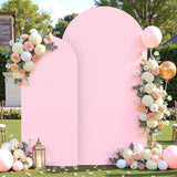 Maxbell 2 Pieces Arch Backdrop Covers Practical Fashion Round Top for Ceremony Decor Pink
