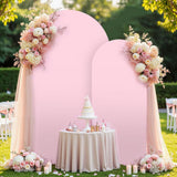 Maxbell 2 Pieces Arch Backdrop Covers Practical Fashion Round Top for Ceremony Decor Pink