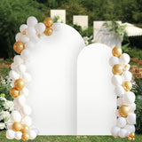 Maxbell 2 Pieces Arch Backdrop Covers Practical Fashion Round Top for Ceremony Decor White