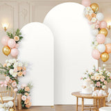 Maxbell 2 Pieces Arch Backdrop Covers Practical Fashion Round Top for Ceremony Decor White