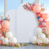 Maxbell 2 Pieces Arch Backdrop Covers Practical Fashion Round Top for Ceremony Decor White