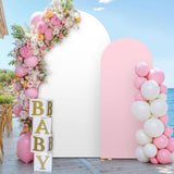 Maxbell 2 Pieces Arch Backdrop Covers Practical Fashion Round Top for Ceremony Decor White