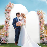 Maxbell 2 Pieces Arch Backdrop Covers Practical Fashion Round Top for Ceremony Decor White