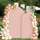 Maxbell 2 Pieces Arch Backdrop Covers Practical Fashion Round Top for Ceremony Decor Apricot