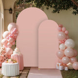 Maxbell 2 Pieces Arch Backdrop Covers Practical Fashion Round Top for Ceremony Decor Apricot