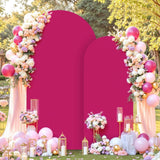 Maxbell 2 Pieces Arch Backdrop Covers Practical Fashion Round Top for Ceremony Decor Rose Red