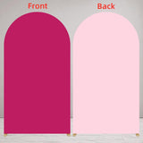 Maxbell 2 Pieces Arch Backdrop Covers Practical Fashion Round Top for Ceremony Decor Rose Red