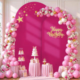 Maxbell 2 Pieces Arch Backdrop Covers Practical Fashion Round Top for Ceremony Decor Rose Red