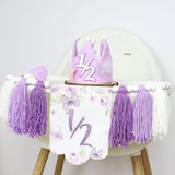 Maxbell Half Birthday High Chair Banner Creative for Theme Party Supplies Boys Girls With Hat