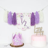 Maxbell Half Birthday High Chair Banner Creative for Theme Party Supplies Boys Girls With Hat and Plug