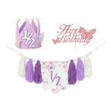 Maxbell Half Birthday High Chair Banner Creative for Theme Party Supplies Boys Girls With Hat and Plug