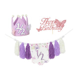 Maxbell Half Birthday High Chair Banner Creative for Theme Party Supplies Boys Girls With Hat and Plug