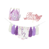 Maxbell Half Birthday High Chair Banner Creative for Theme Party Supplies Boys Girls With Hat and Plug