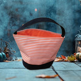 Maxbell Halloween Candy Basket Empty Halloween Decoration Lightweight Storage Basket Orange stripes
