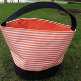 Maxbell Halloween Candy Basket Empty Halloween Decoration Lightweight Storage Basket Orange stripes