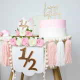 Maxbell Half Birthday Highchair Banner Backdrop Decor for Photo Prop Gift Boys Girls Pink No Hat