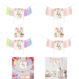 Maxbell Half Birthday Highchair Banner Backdrop Decor for Photo Prop Gift Boys Girls Pink No Hat