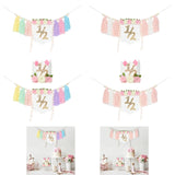Maxbell Half Birthday Highchair Banner Backdrop Decor for Photo Prop Gift Boys Girls Pink No Hat