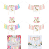 Maxbell Half Birthday Highchair Banner Backdrop Decor for Photo Prop Gift Boys Girls Pink No Hat