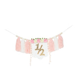Maxbell Half Birthday Highchair Banner Backdrop Decor for Photo Prop Gift Boys Girls Pink No Hat