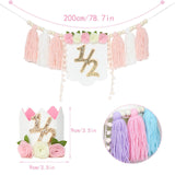 Maxbell Half Birthday Highchair Banner Backdrop Decor for Photo Prop Gift Boys Girls Pink No Hat