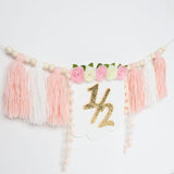 Maxbell Half Birthday Highchair Banner Backdrop Decor for Photo Prop Gift Boys Girls Pink No Hat