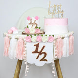 Maxbell Half Birthday Highchair Banner Backdrop Decor for Photo Prop Gift Boys Girls Pink No Hat