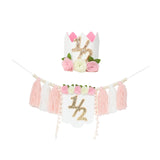 Maxbell Half Birthday Highchair Banner Backdrop Decor for Photo Prop Gift Boys Girls Pink With Hat