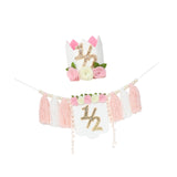 Maxbell Half Birthday Highchair Banner Backdrop Decor for Photo Prop Gift Boys Girls Pink With Hat