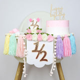 Maxbell Half Birthday Highchair Banner Backdrop Decor for Photo Prop Gift Boys Girls Pink With Hat