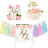 Maxbell Half Birthday Highchair Banner Backdrop Decor for Photo Prop Gift Boys Girls Pink With Hat