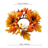 Maxbell Candle Ring Artificial Wreath Harvest Wreath for Party Thanksgiving Tabletop