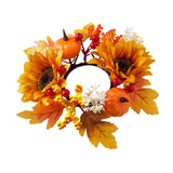 Maxbell Candle Ring Artificial Wreath Harvest Wreath for Party Thanksgiving Tabletop