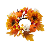 Maxbell Candle Ring Artificial Wreath Harvest Wreath for Party Thanksgiving Tabletop