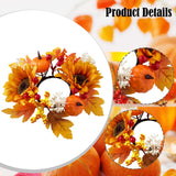 Maxbell Candle Ring Artificial Wreath Harvest Wreath for Party Thanksgiving Tabletop